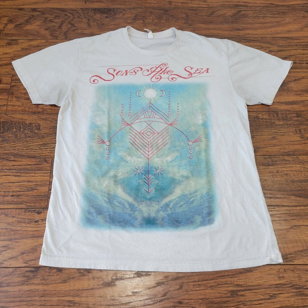 SONS OF THE SEA Brandon Boyd Cloudy Sky Symbols White T-Shirt sz M RARE 2014
